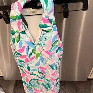 Lilly Pulitzer Pink and Green Leaf Print Top